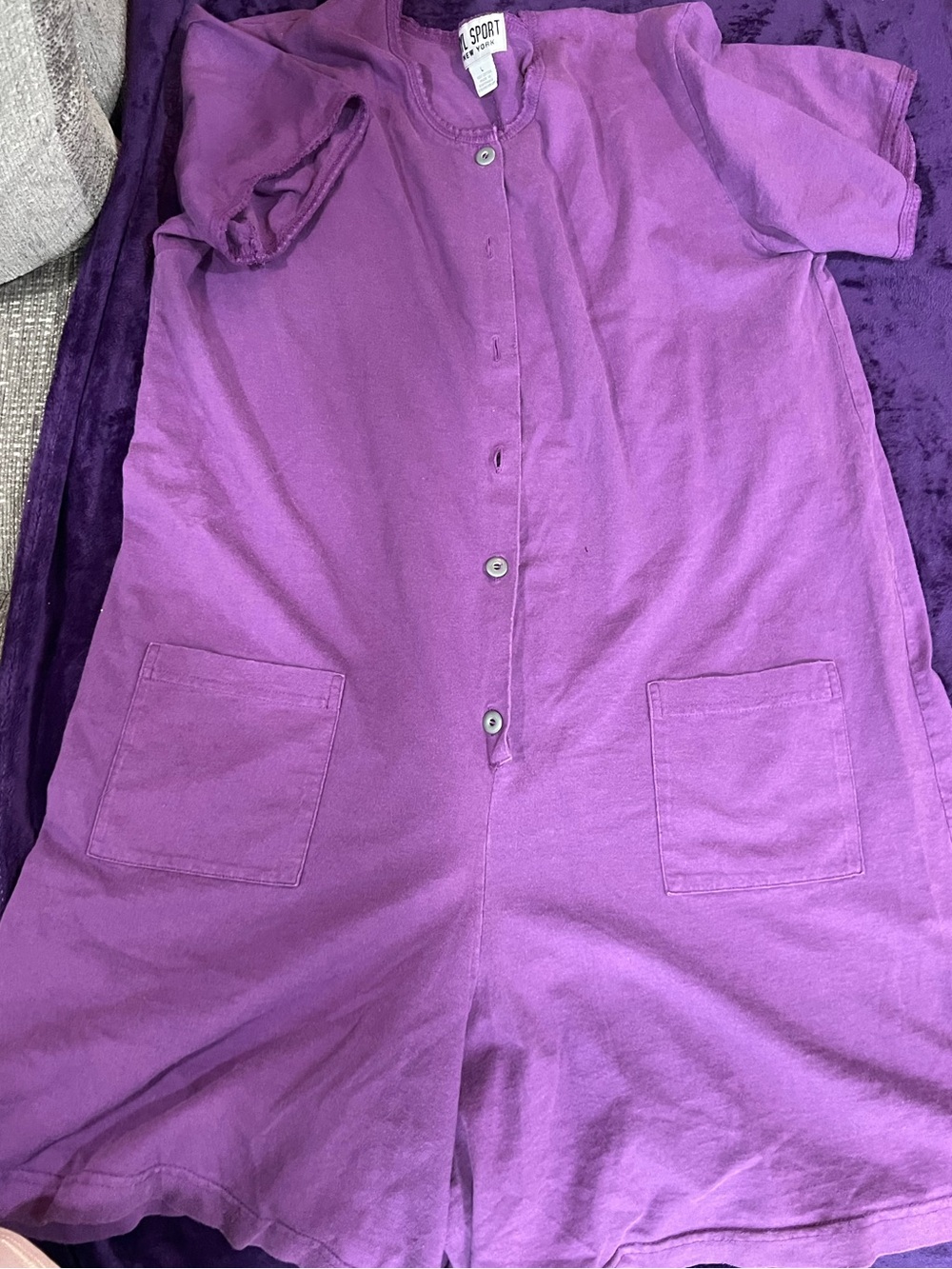 SPORT Purple Short-Sleeve Romper Jumpsuit